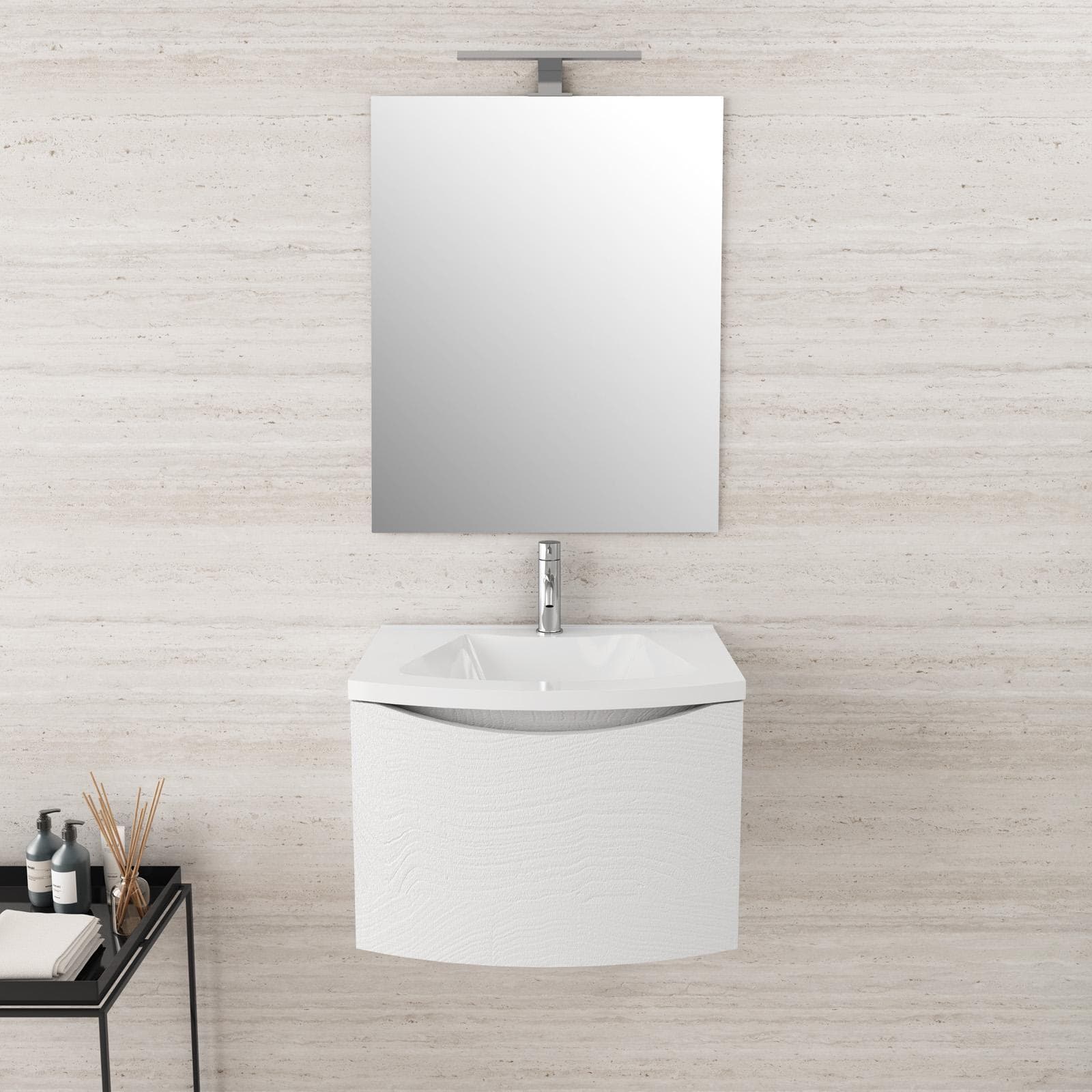 Mobile bagno sospeso 60 cm effetto legno sbiancato con lavabo - Jasmine