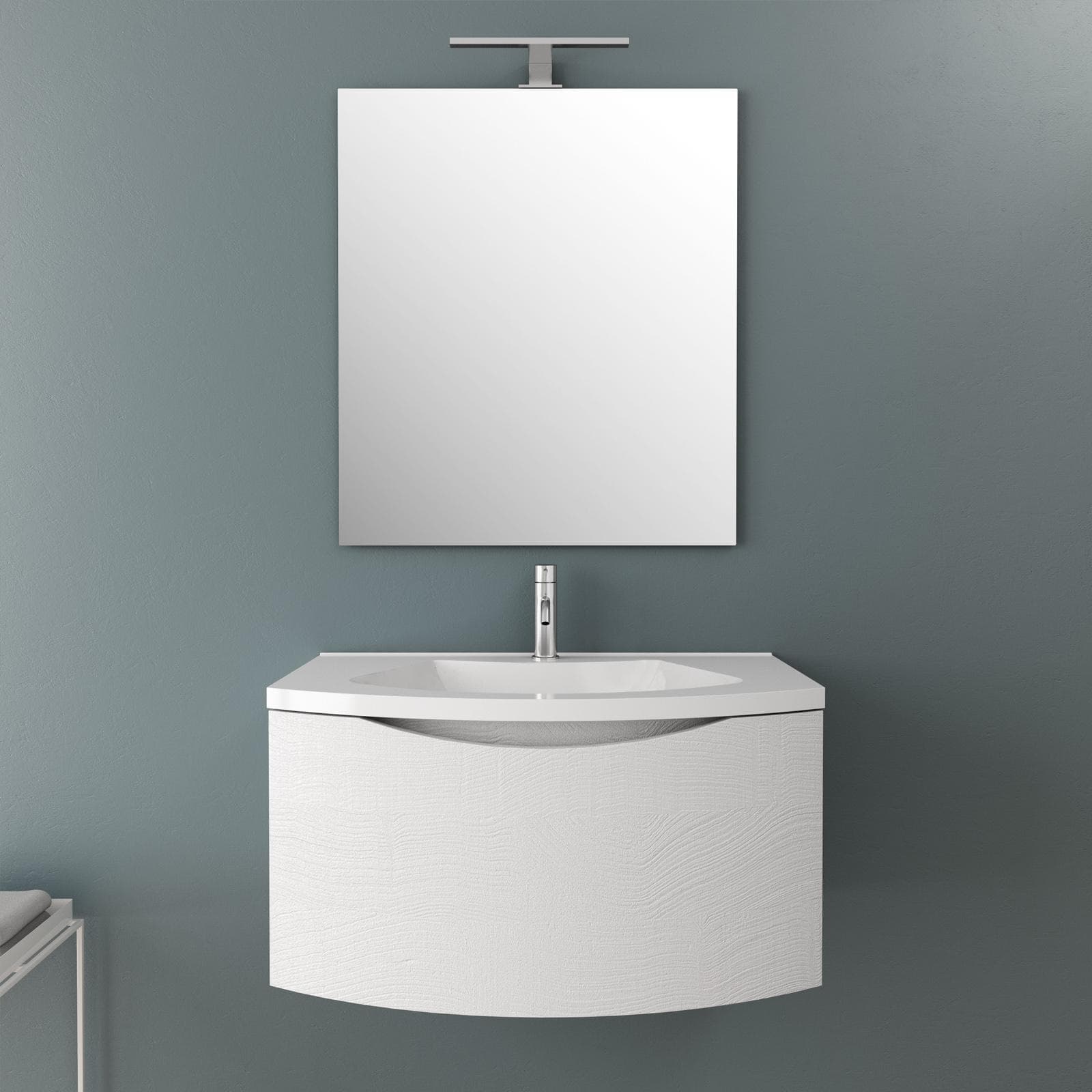 Mobile bagno sospeso 80 cm effetto legno sbiancato con cassetto - Jasmine