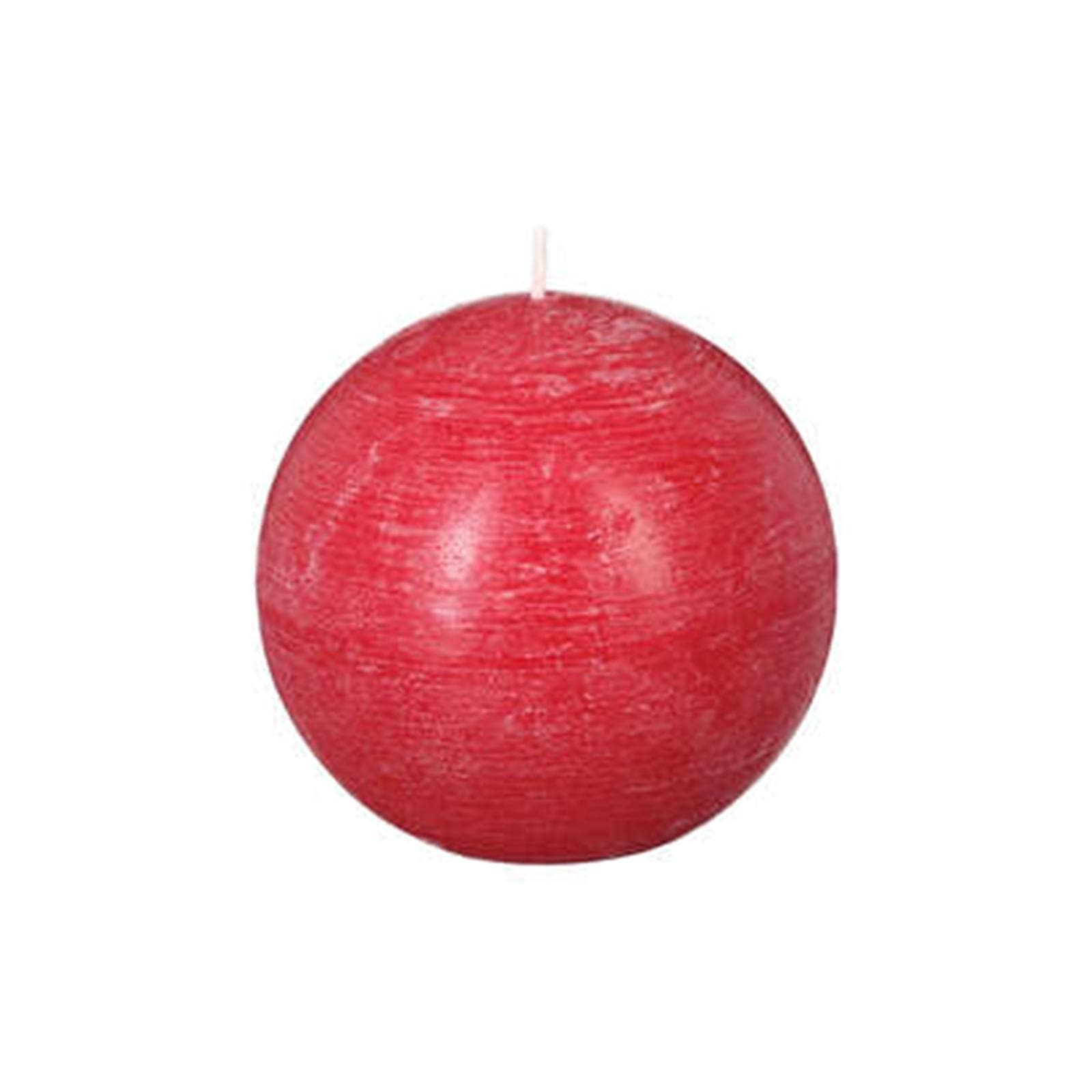 Candela sferica rustica diametro 10 cm rosso