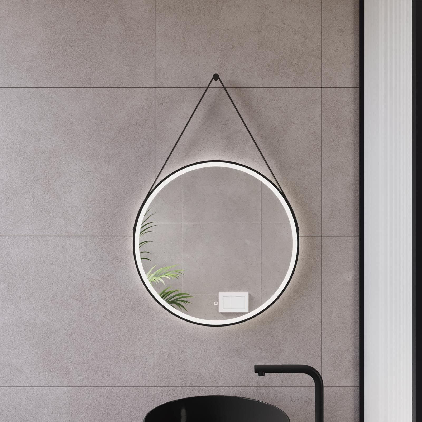 Specchio led 60 cm luce fredda con cornice nera accensione touch - Artur