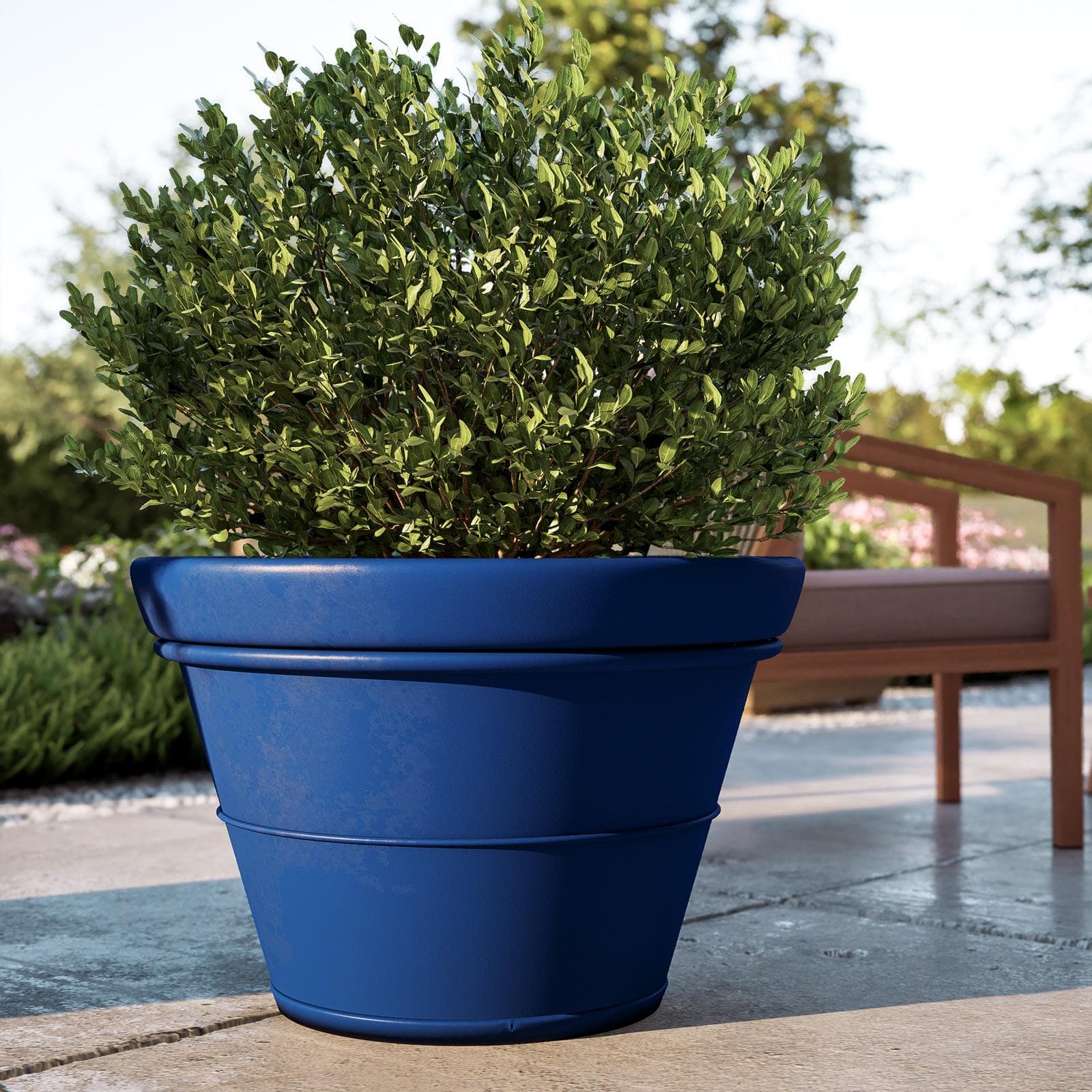 Vaso liscio rotondo 65 cm in polietilene blu - Bodeja