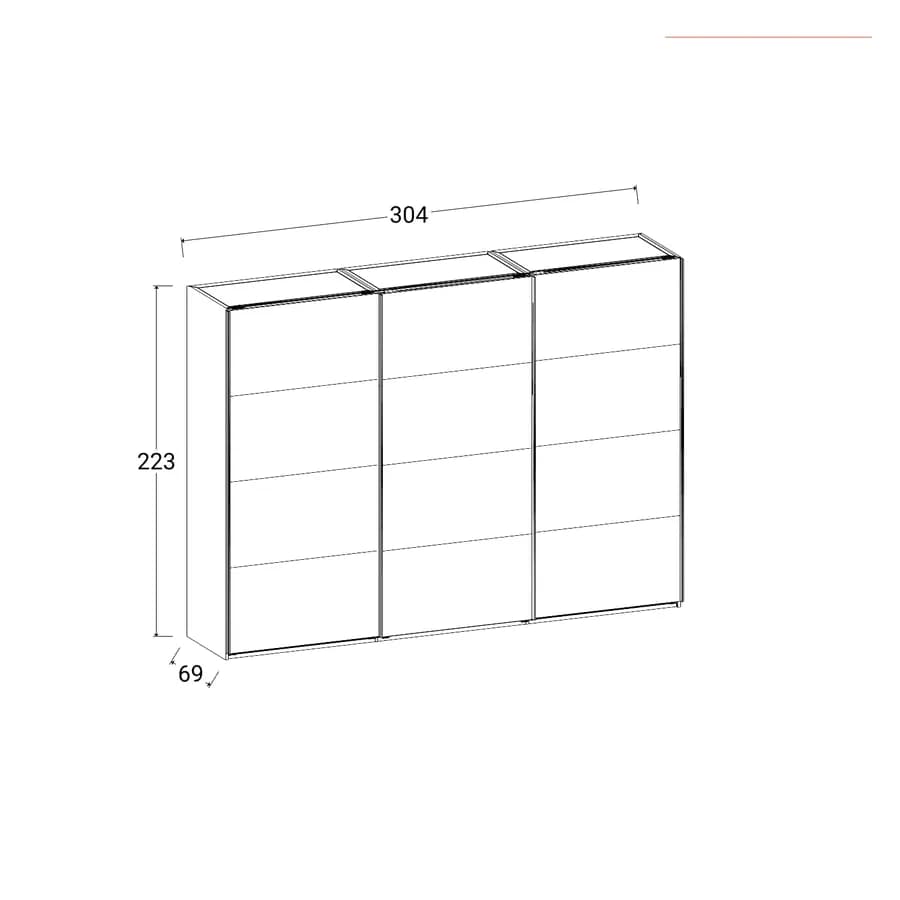 Armadio 300x223h cm con tre ante scorrevoli bianco lucido - Alen