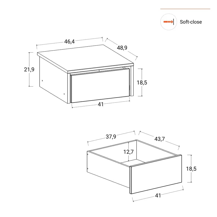 Cassetto soft close cashmere per armadio da 50 cm - Ventur