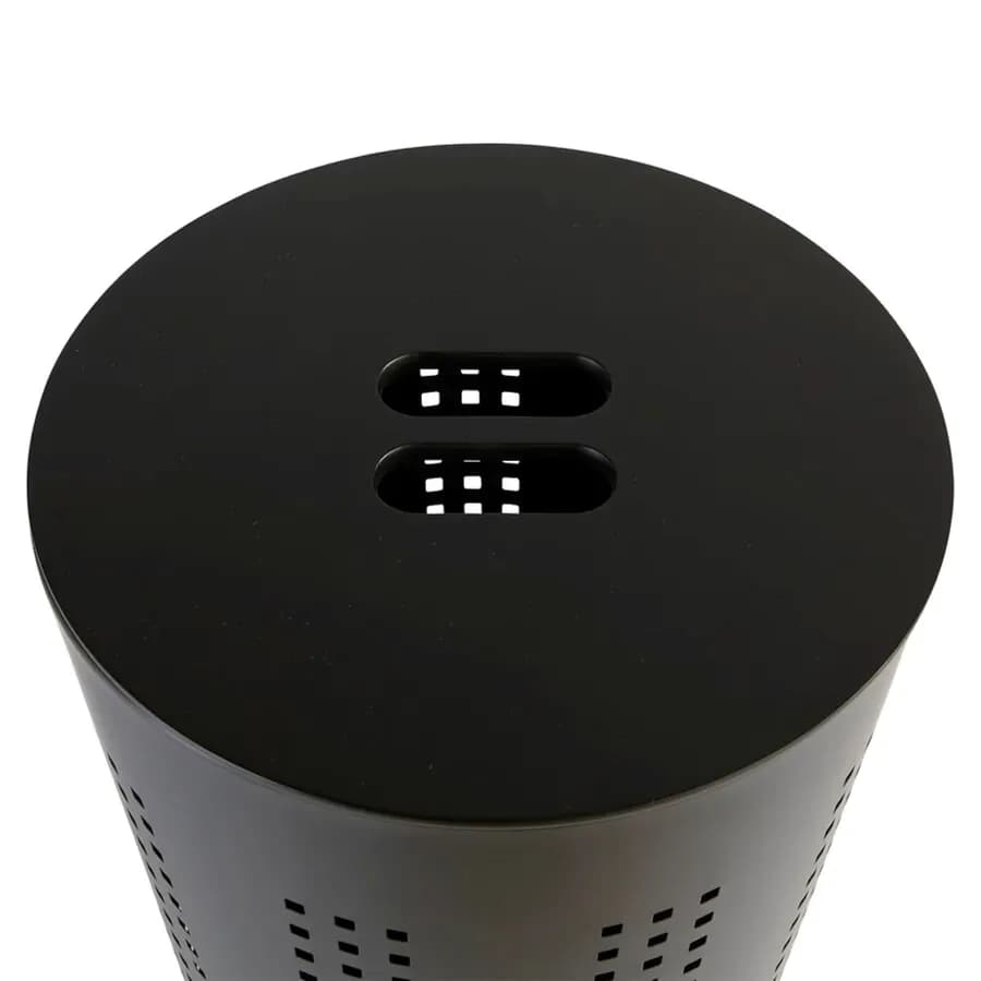 Cesto portabiancheria 45 L in metallo nero con coperchio