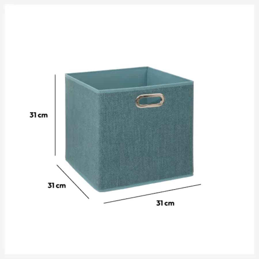 Cubo contenitore 31x31h cm in tessuto petrolio