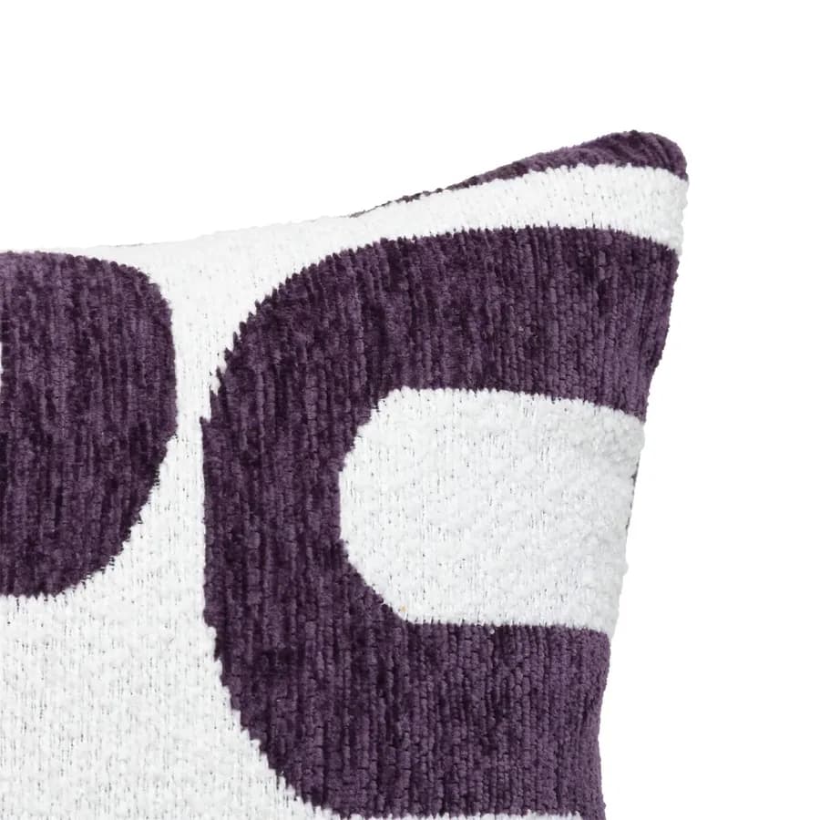 Cuscino 40x40 cm in ciniglia bianco con motivo viola - Rachel