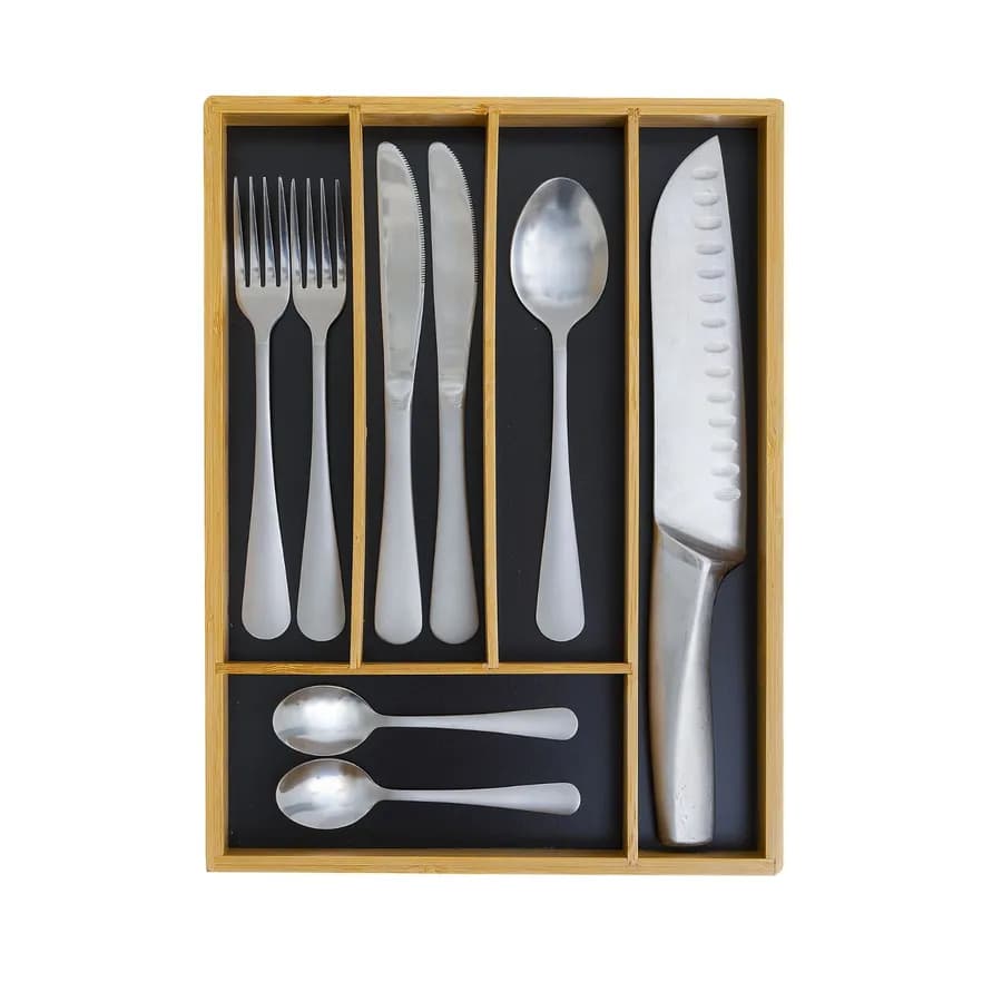 Portaposate 34x25 cm in legno di bambù naturale e nero