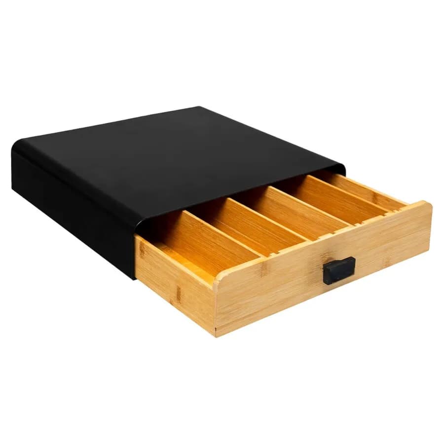 Portacapsule 33x31 cm a cassetto verticale o orizzontale in bambù naturale e nero
