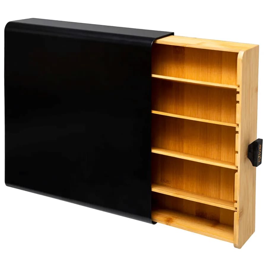 Portacapsule 33x31 cm a cassetto verticale o orizzontale in bambù naturale e nero