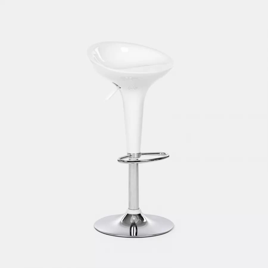 Set 2 sgabelli bianchi con poggiapiedi e base cromata - Cocorito