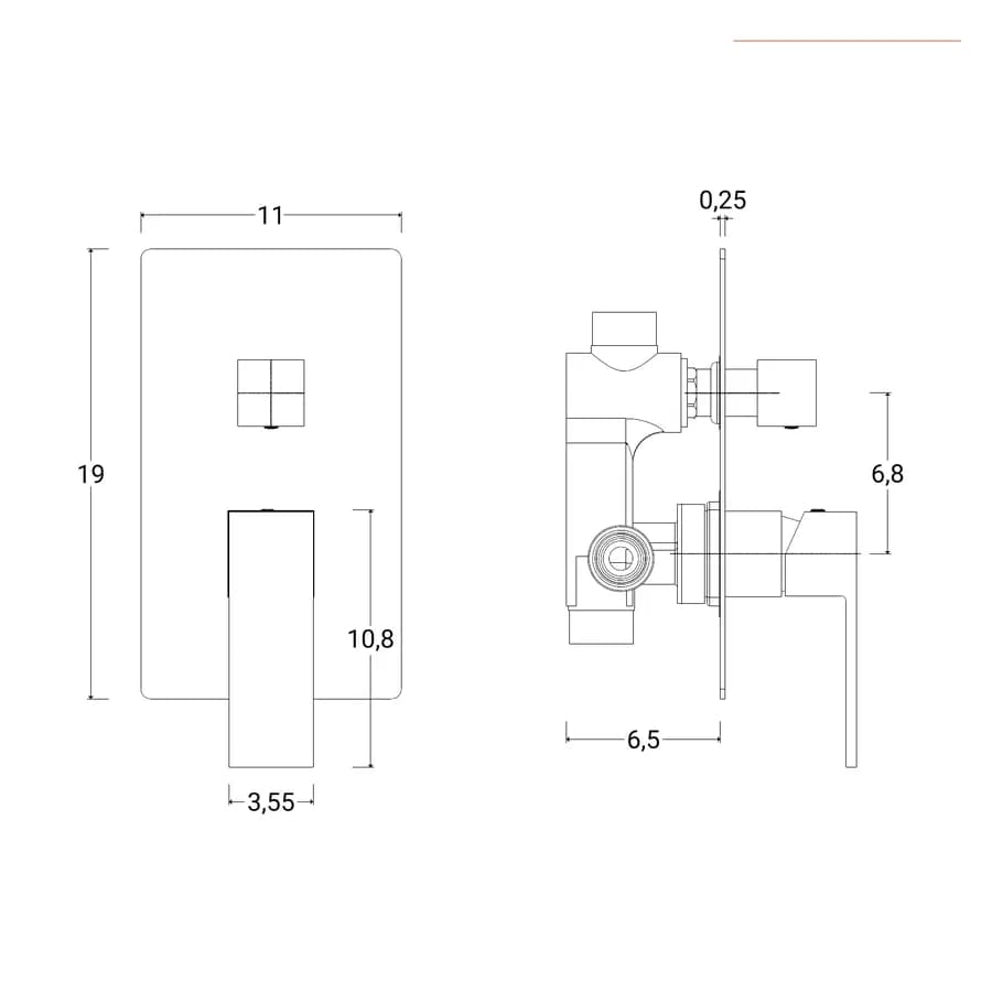 Set incasso doccia con deviatore e doccino con braccio doccia 40 cm e soffione 30x30 cm cromo – Tiamat