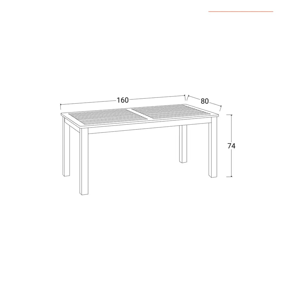 Set pranzo tavolo 160x80 cm e 4 sedie pieghevoli con braccioli in legno di acacia e corda tortora - Yadira