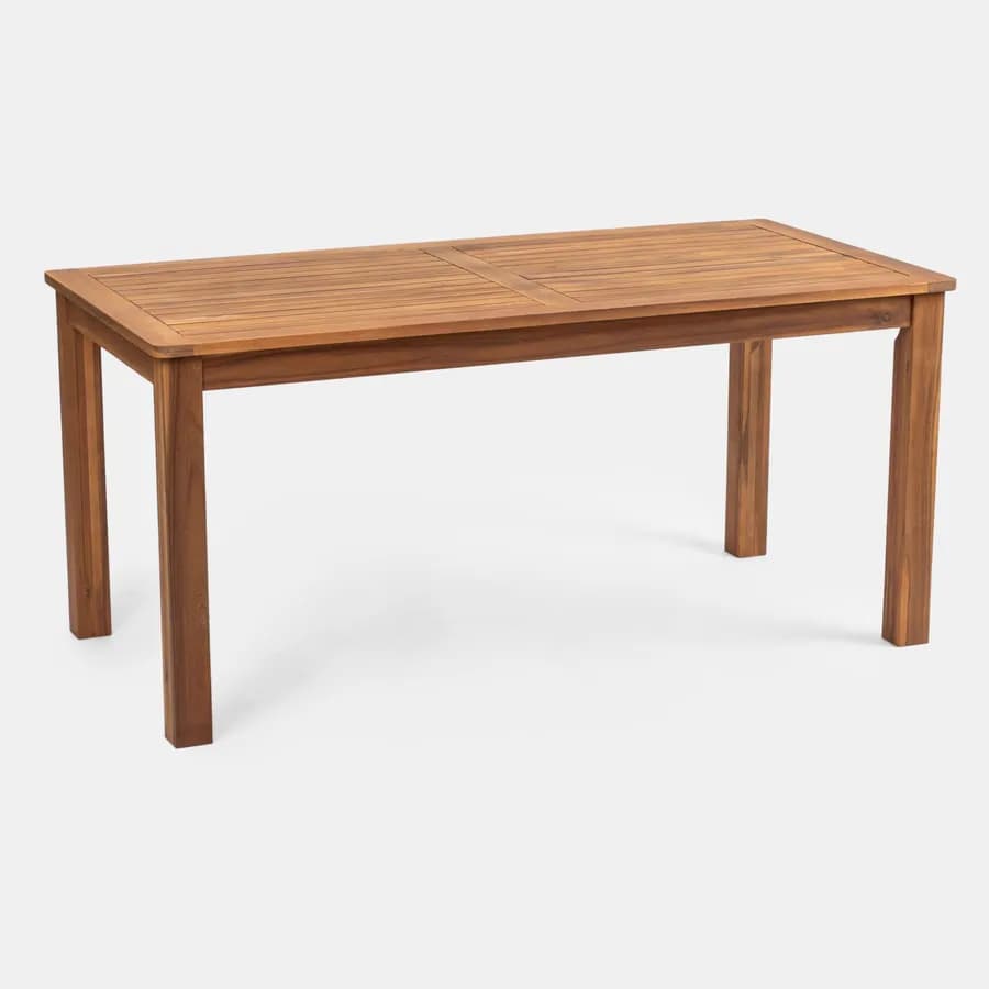 Set pranzo tavolo 160x80 cm e 4 sedie pieghevoli con braccioli in legno di acacia e corda tortora - Yadira