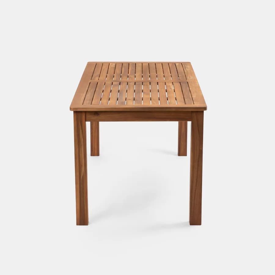 Set pranzo tavolo 160x80 cm e 4 sedie pieghevoli con braccioli in legno di acacia e corda tortora - Yadira