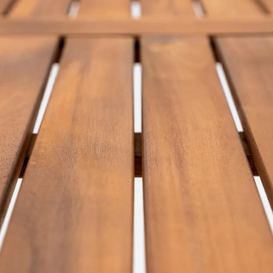 Set pranzo tavolo 160x80 cm e 4 sedie pieghevoli con braccioli in legno di acacia e corda tortora - Yadira