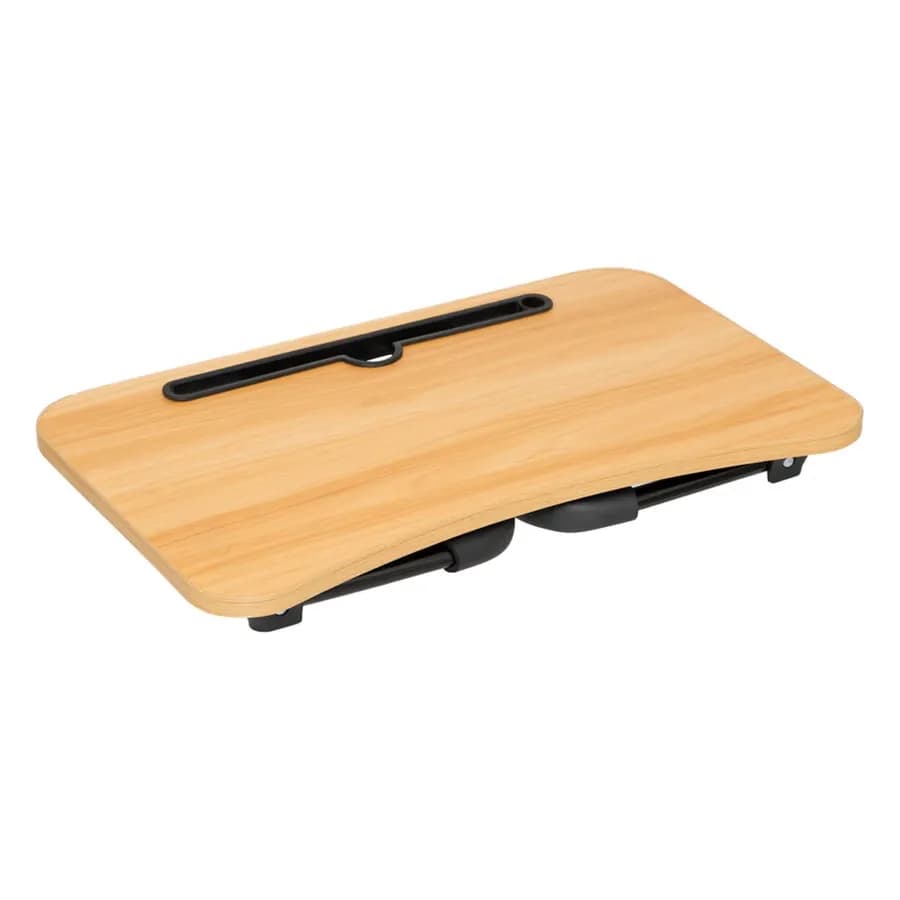 Tavolino pieghevole 48x30 cm in legno naturale e nero con porta tablet