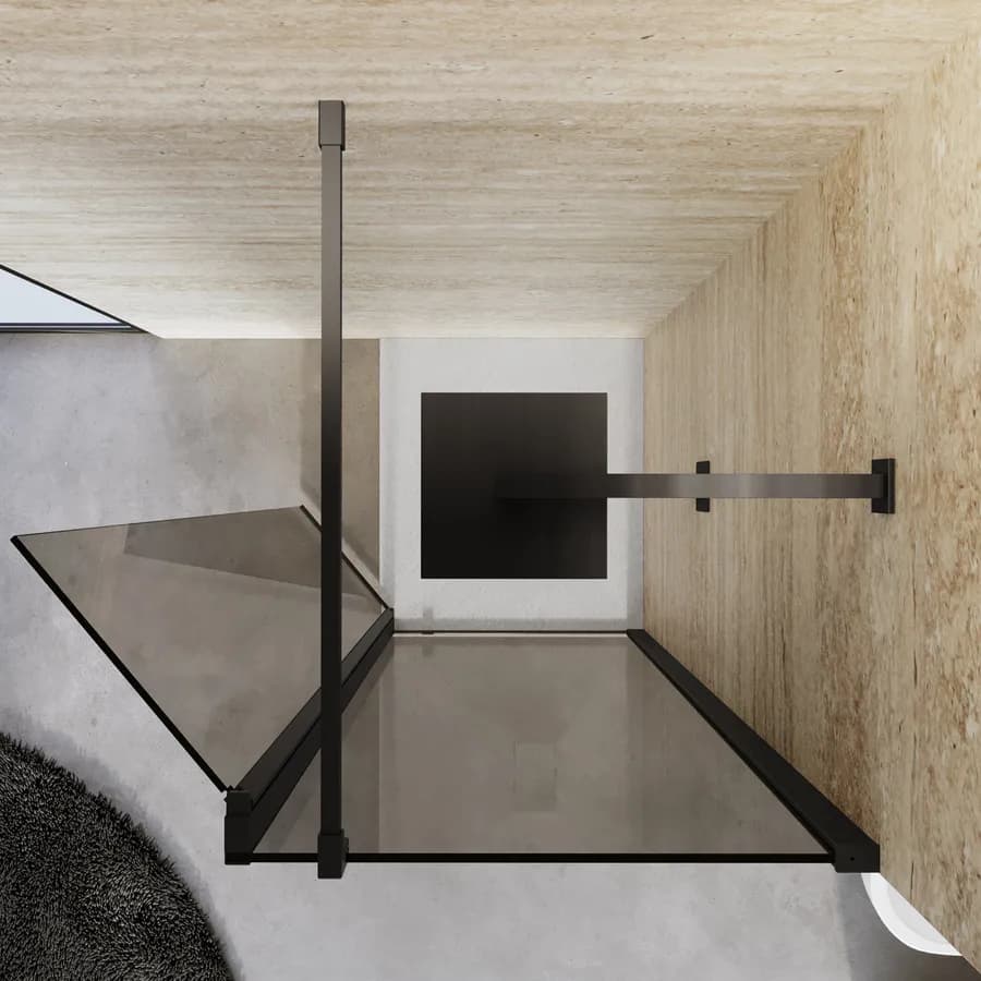 Walk-In 100 cm con parete girevole 45 cm in vetro temperato fumè e profilo nero - Keep
