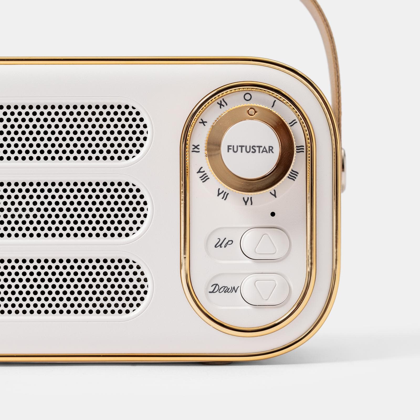 Altoparlante bluetooth 12x8h cm portatile ricaricabile bianco e oro a forma di radio vintage - Boop