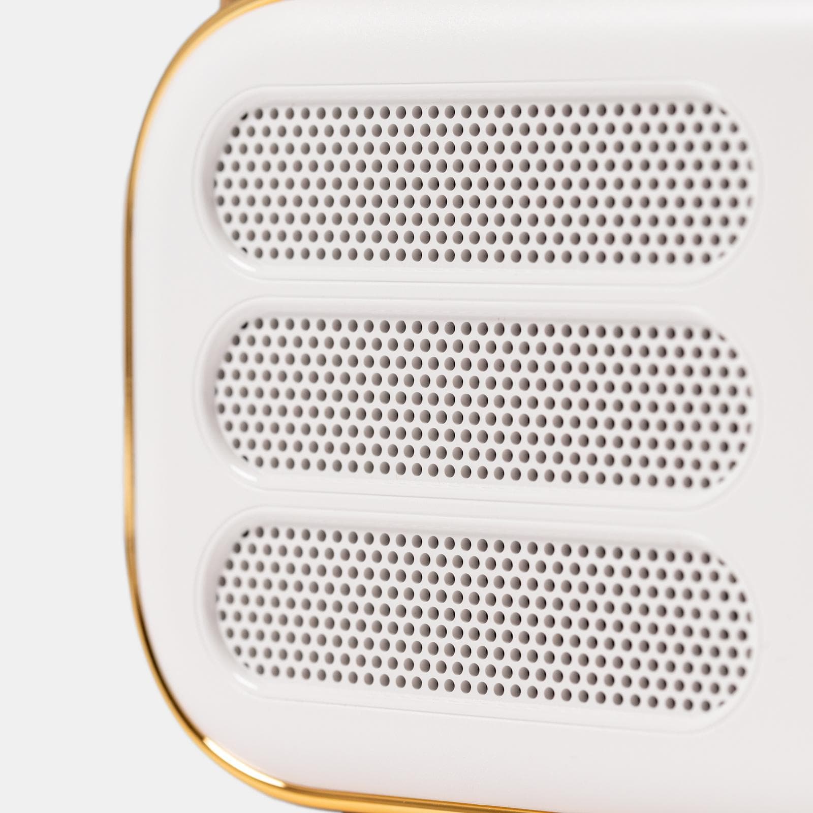Altoparlante bluetooth 12x8h cm portatile ricaricabile bianco e oro a forma di radio vintage - Boop