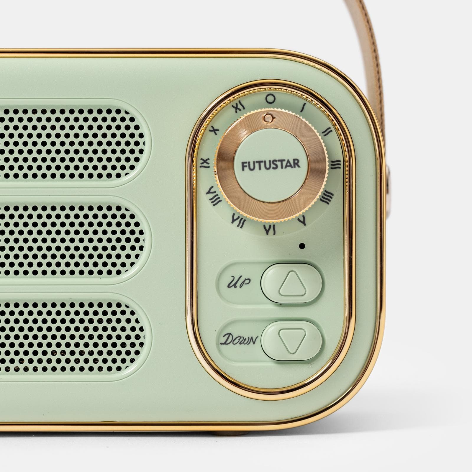 Altoparlante bluetooth 12x8h cm portatile ricaricabile verde e oro a forma di radio vintage - Boop