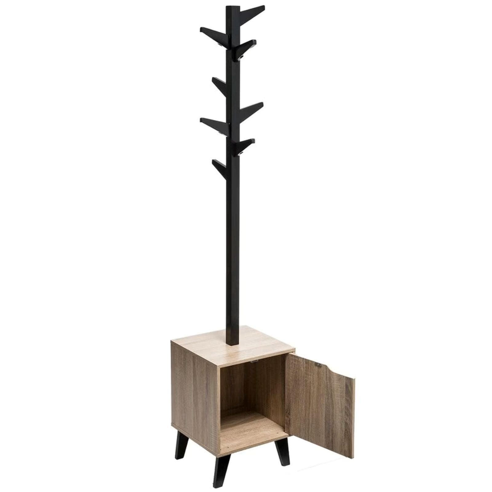 Appendiabiti 35x169h cm in legno effetto rovere con 1 anta e gambe nero - Bouderie