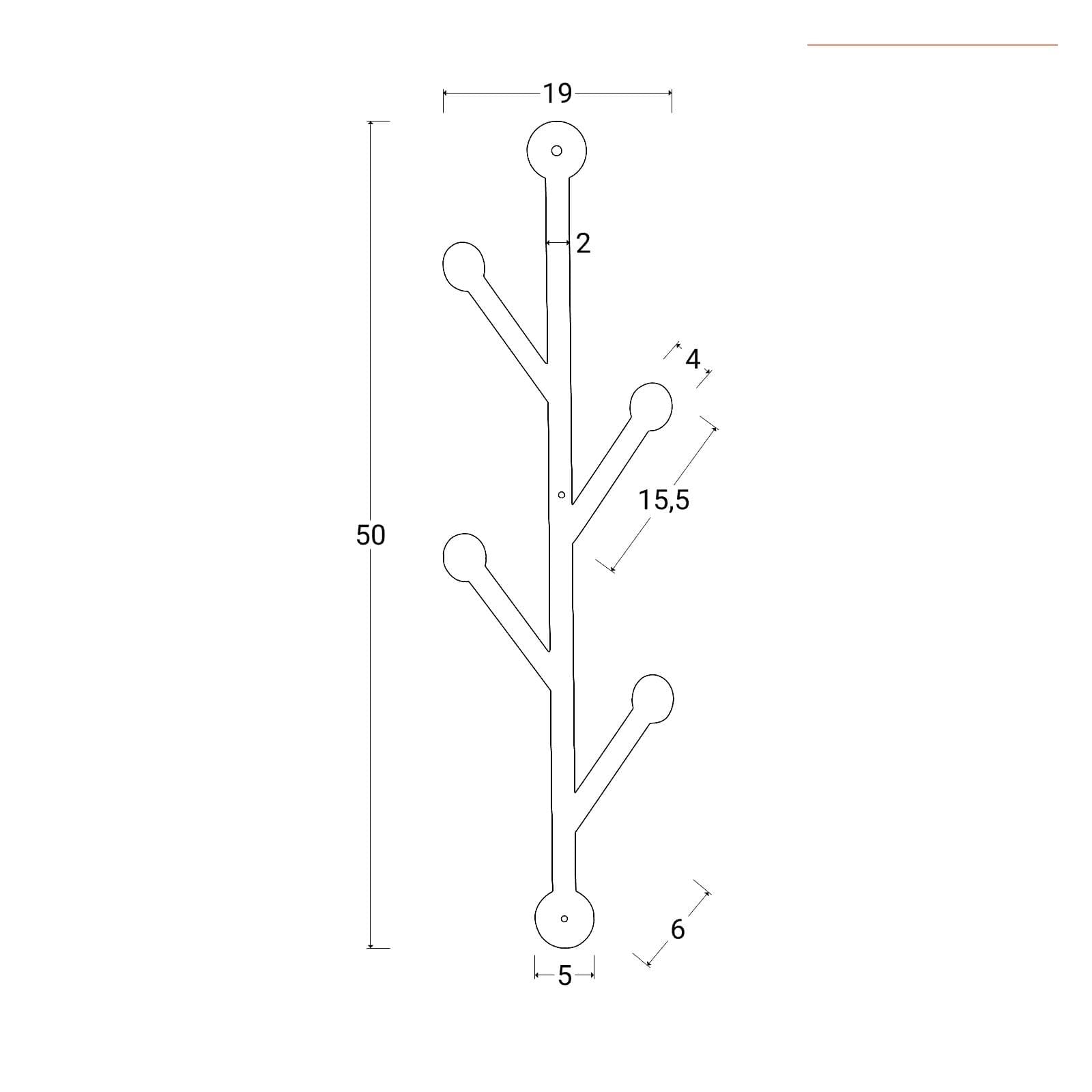Appendiabiti a muro 19x50h cm in metallo bianco opaco con 4 ganci - Rubiza
