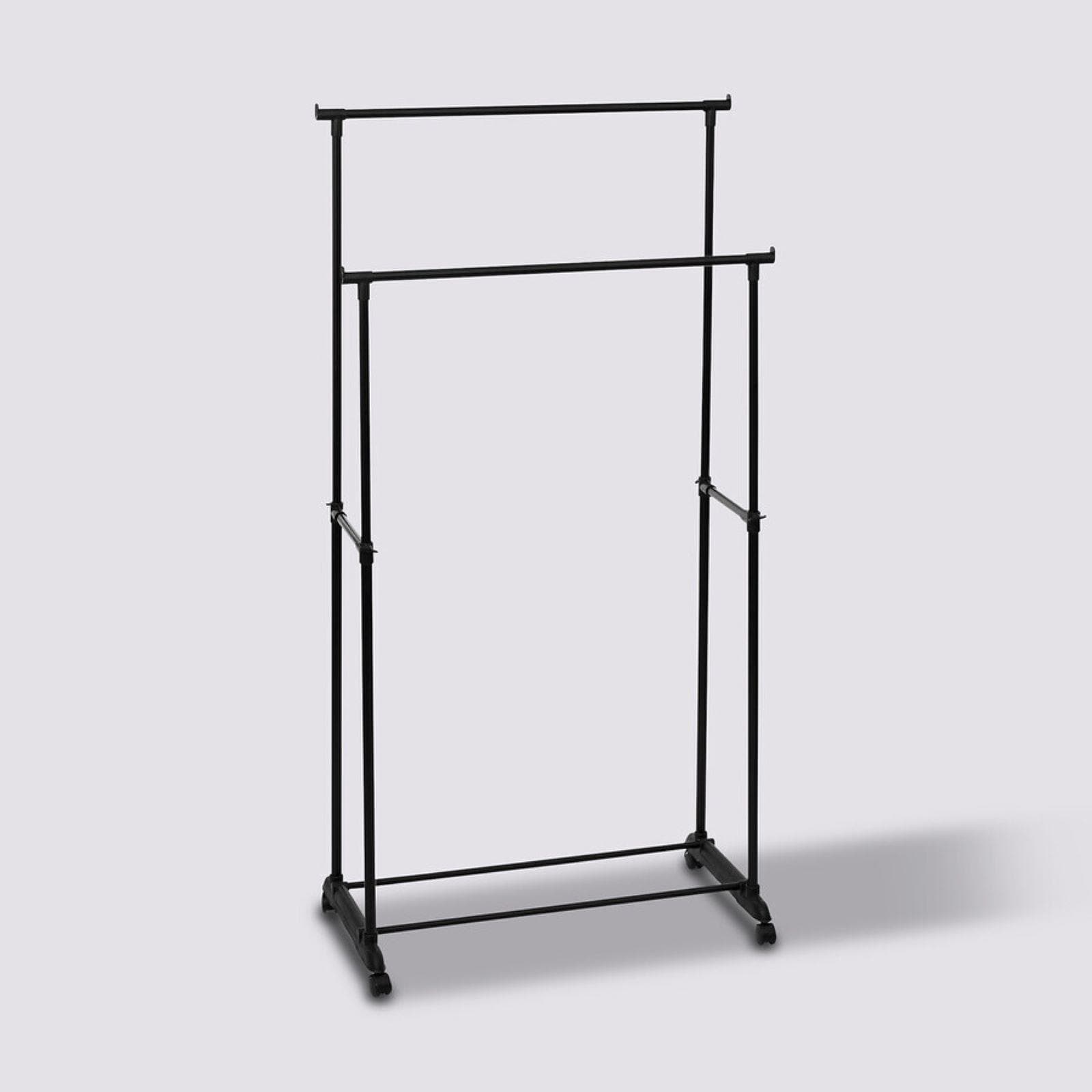Appendiabiti allungabile doppio con ruote 160h cm in metallo nero