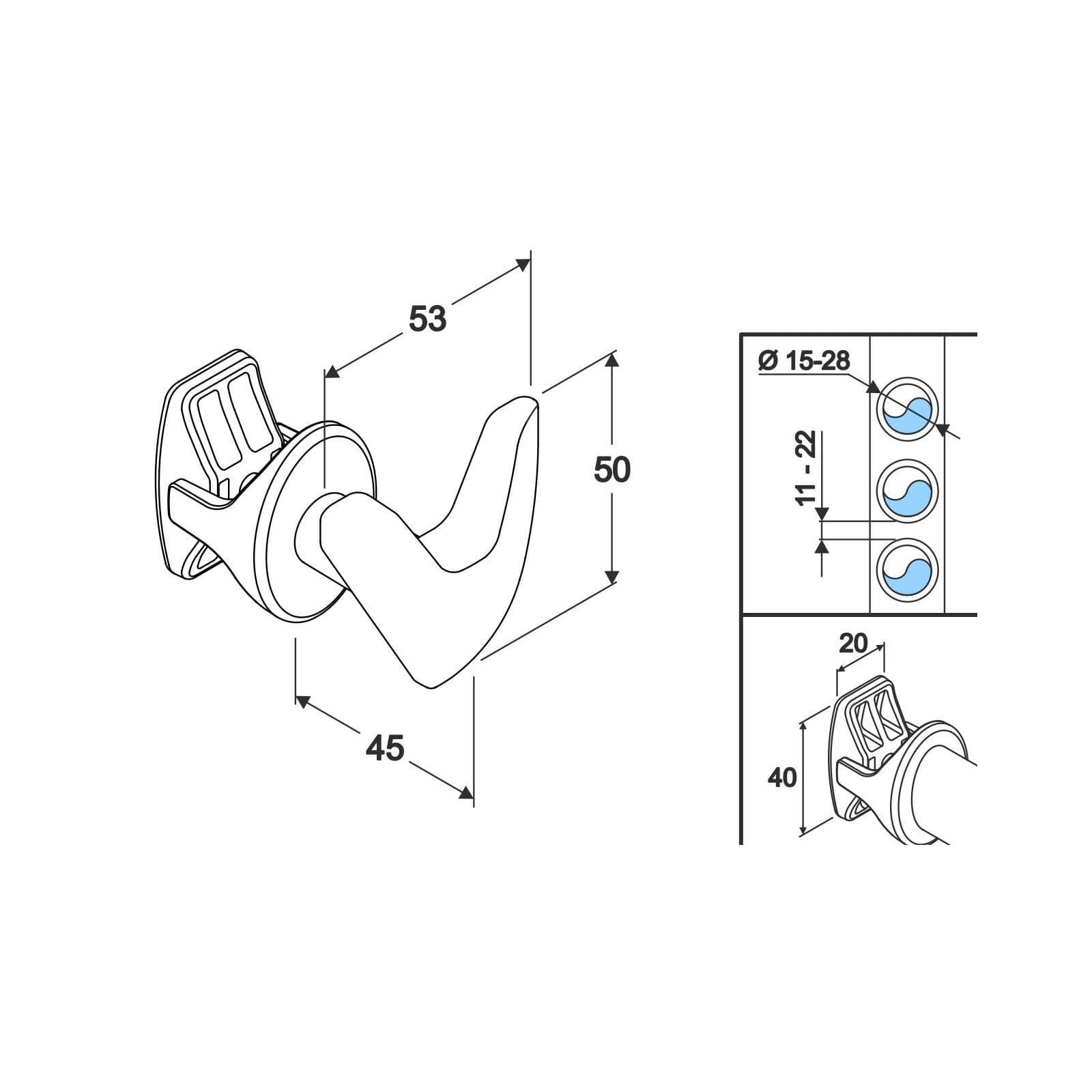 Appendino 2 ganci bianco in abs per scaldasalviette termoarredo o radiatore