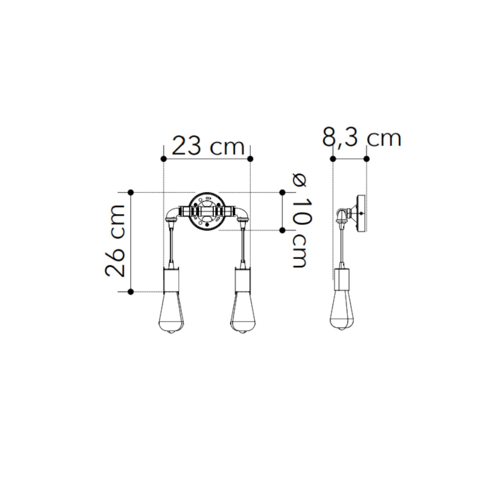 Applique stile industrial 26h cm in metallo effetto ruggine