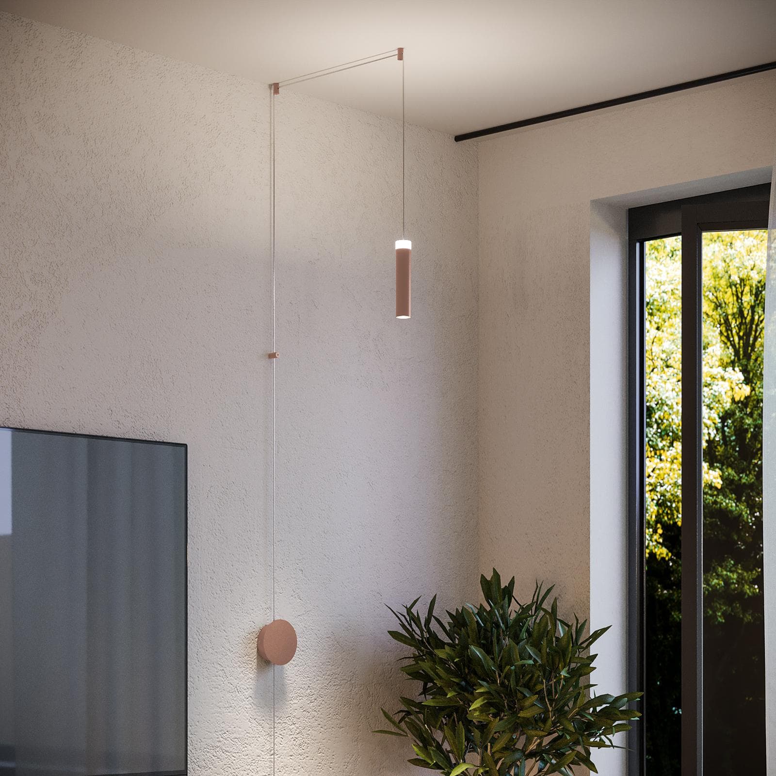 Applique 400 cm con cavo regolabile in alluminio color bronzo