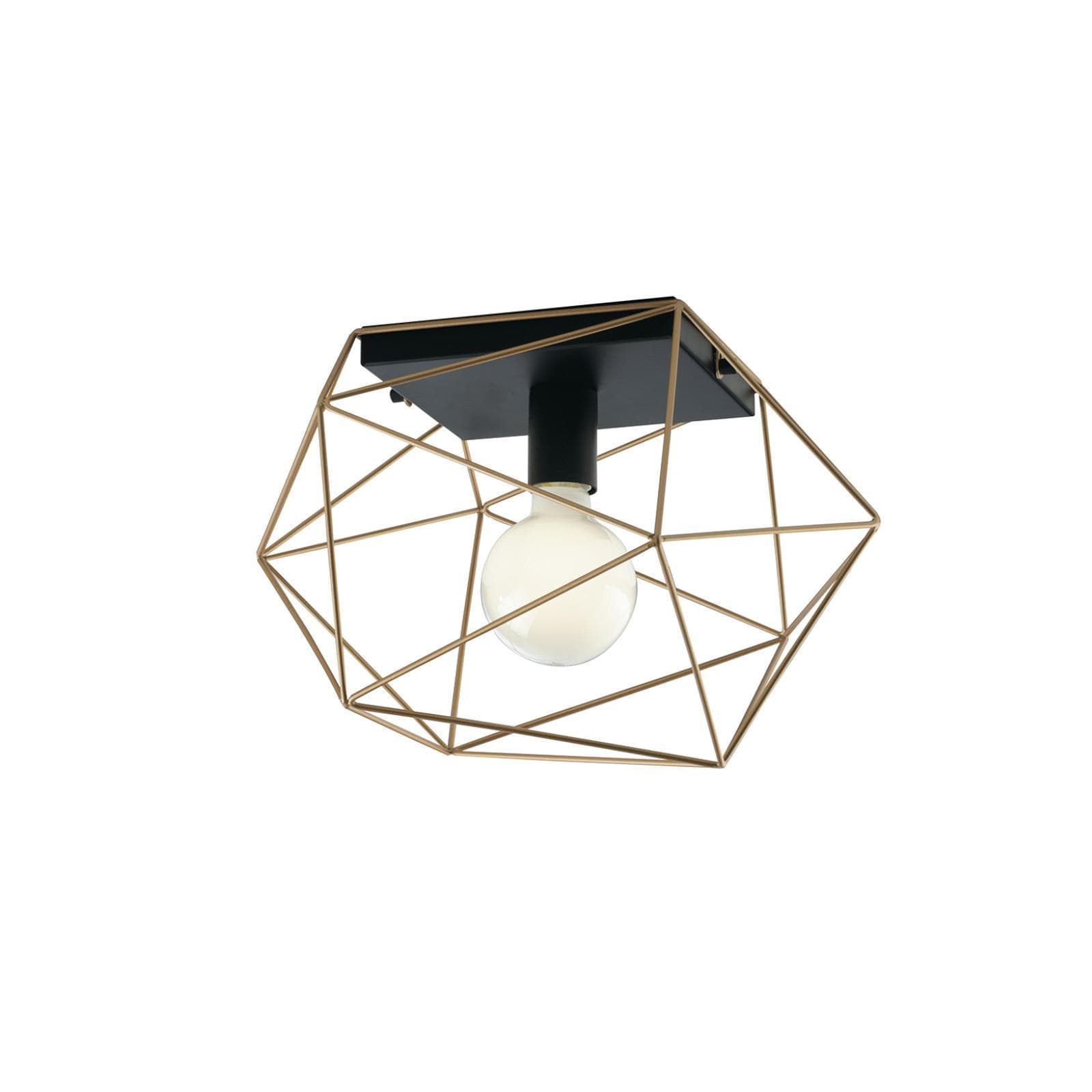 Applique da interno 41x30 cm in metallo nero e oro disegno geometrico