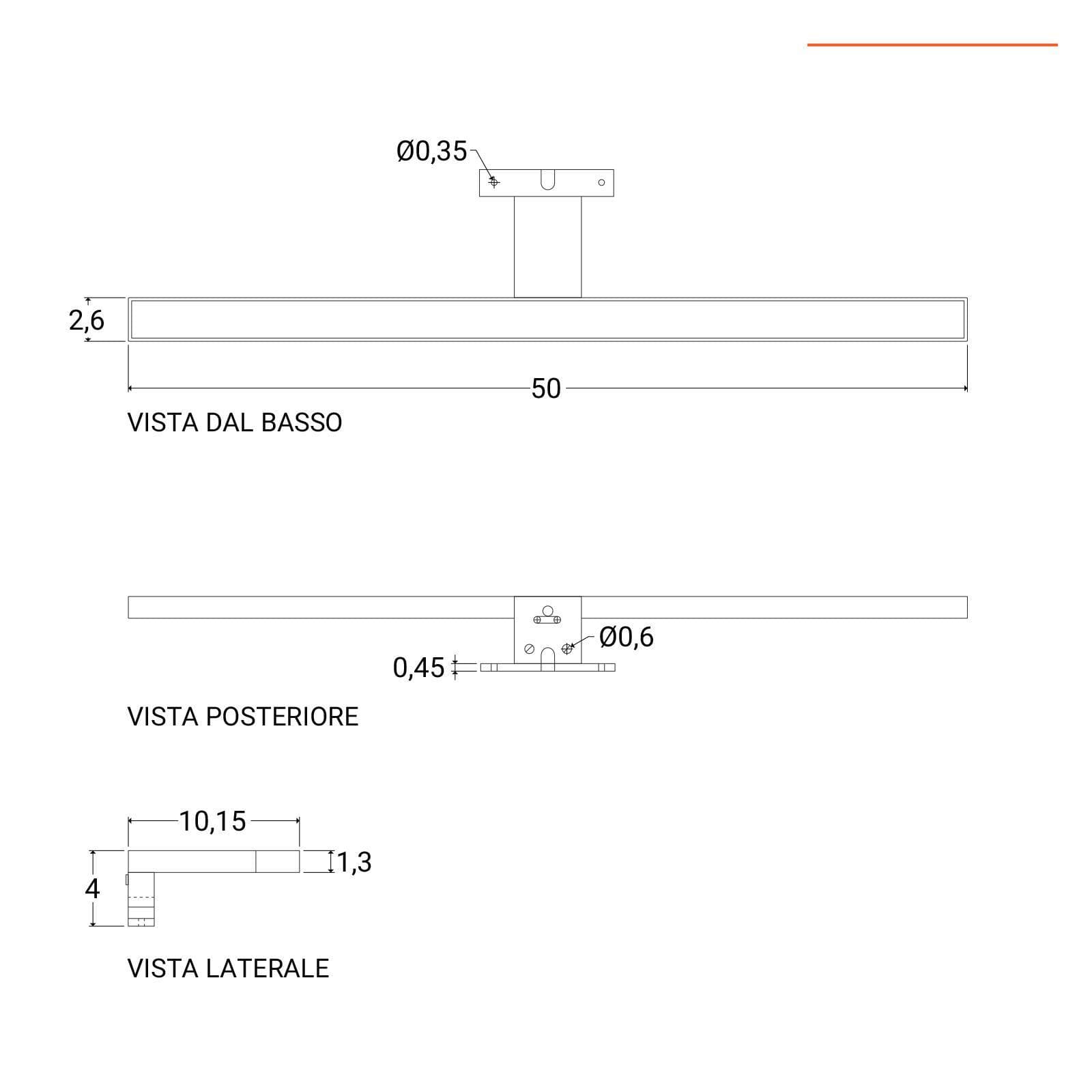 Applique LED 50 cm in ABS nero opaco luce naturale - Mark