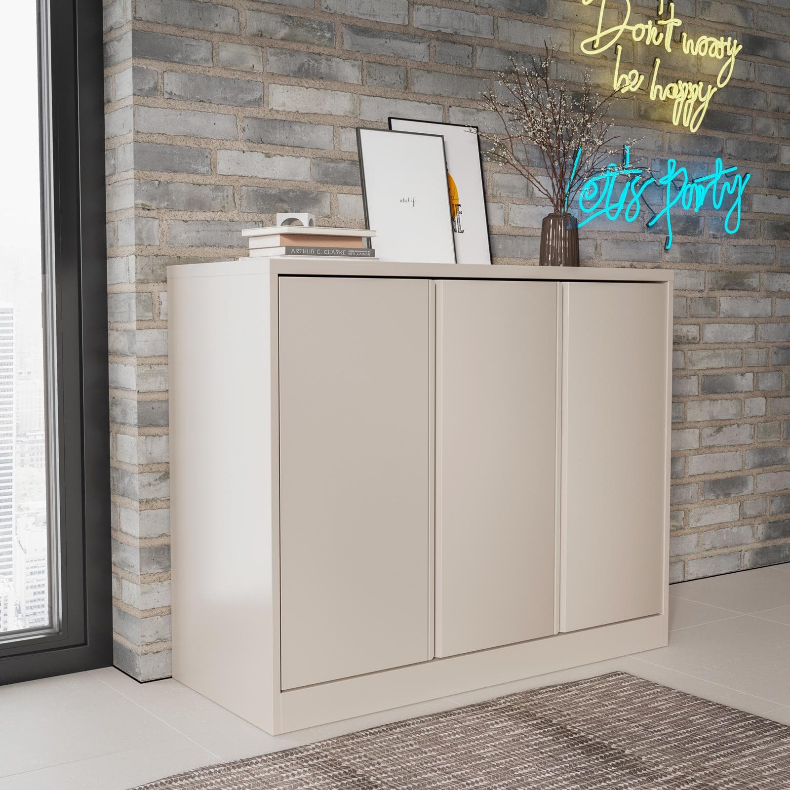 Armadietto 120x100h cm in acciaio verniciato crema con 3 ante - Latino