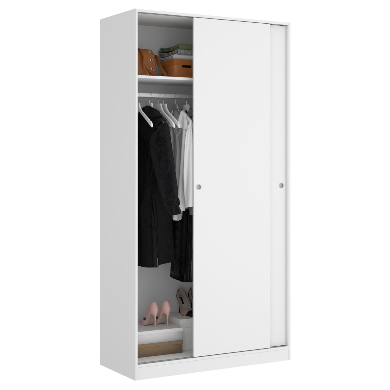 Armadio 100X204 h cm con porte scorrevoli in legno bianco lucido - Cosby