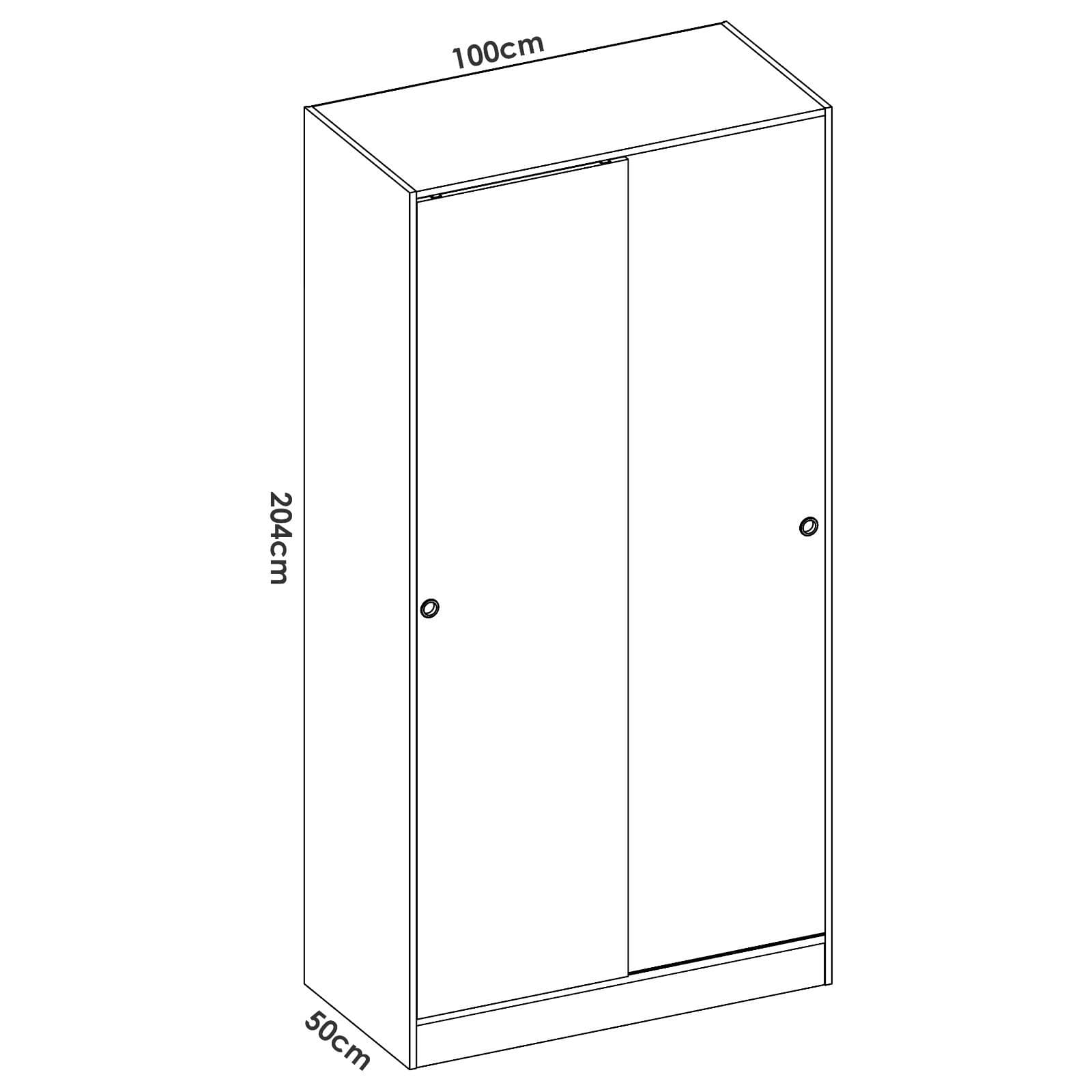 Armadio 100X204 h cm con porte scorrevoli in legno bianco lucido - Cosby