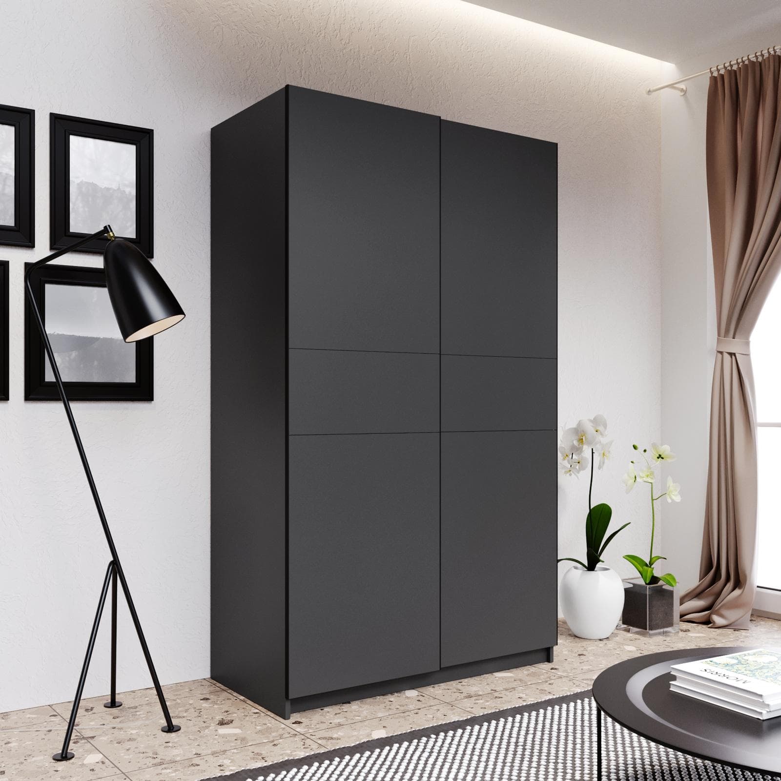 Armadio 120x205h cm con 2 ante scorrevoli antracite - Essex