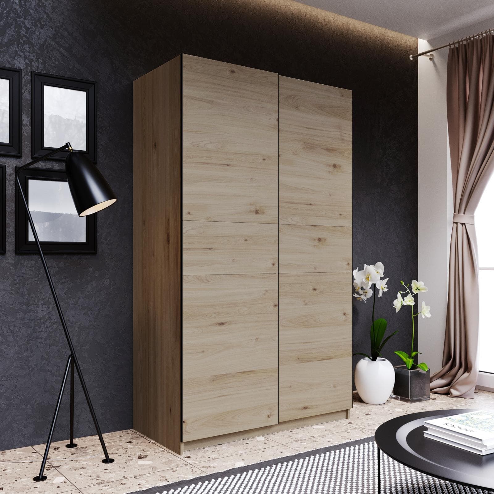 Armadio 120x205h cm con 2 ante scorrevoli rovere - Essex