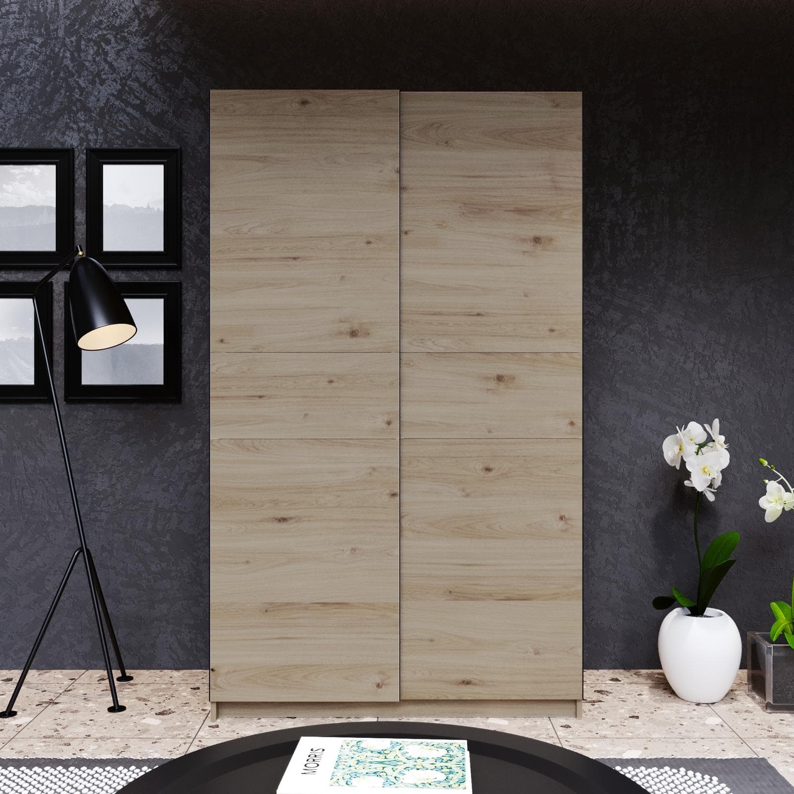 Armadio 120x205h cm con 2 ante scorrevoli rovere - Essex