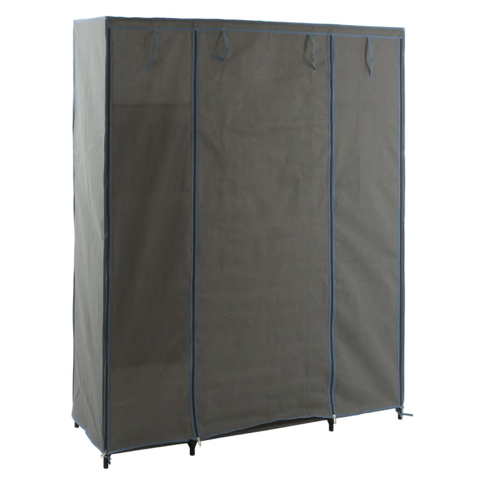 Armadio 135x170h cm in acciaio nero con ripiani e cassetti in tessuto e copertura grigio
