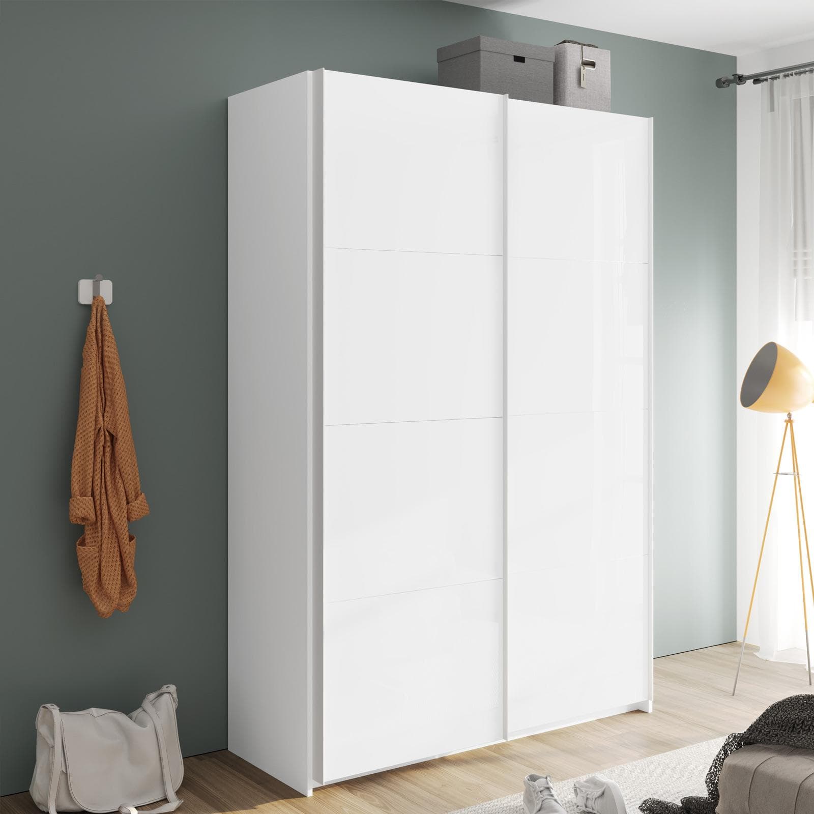 Armadio 150x223h cm con due ante scorrevoli bianco opaco - Alen