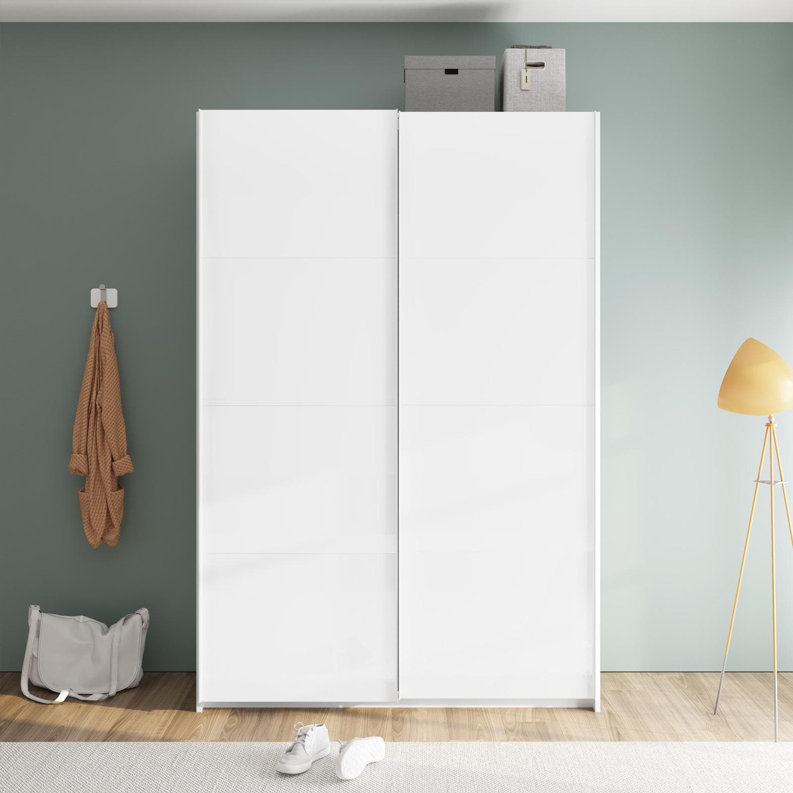 Armadio 150x223h cm con due ante scorrevoli bianco opaco - Alen