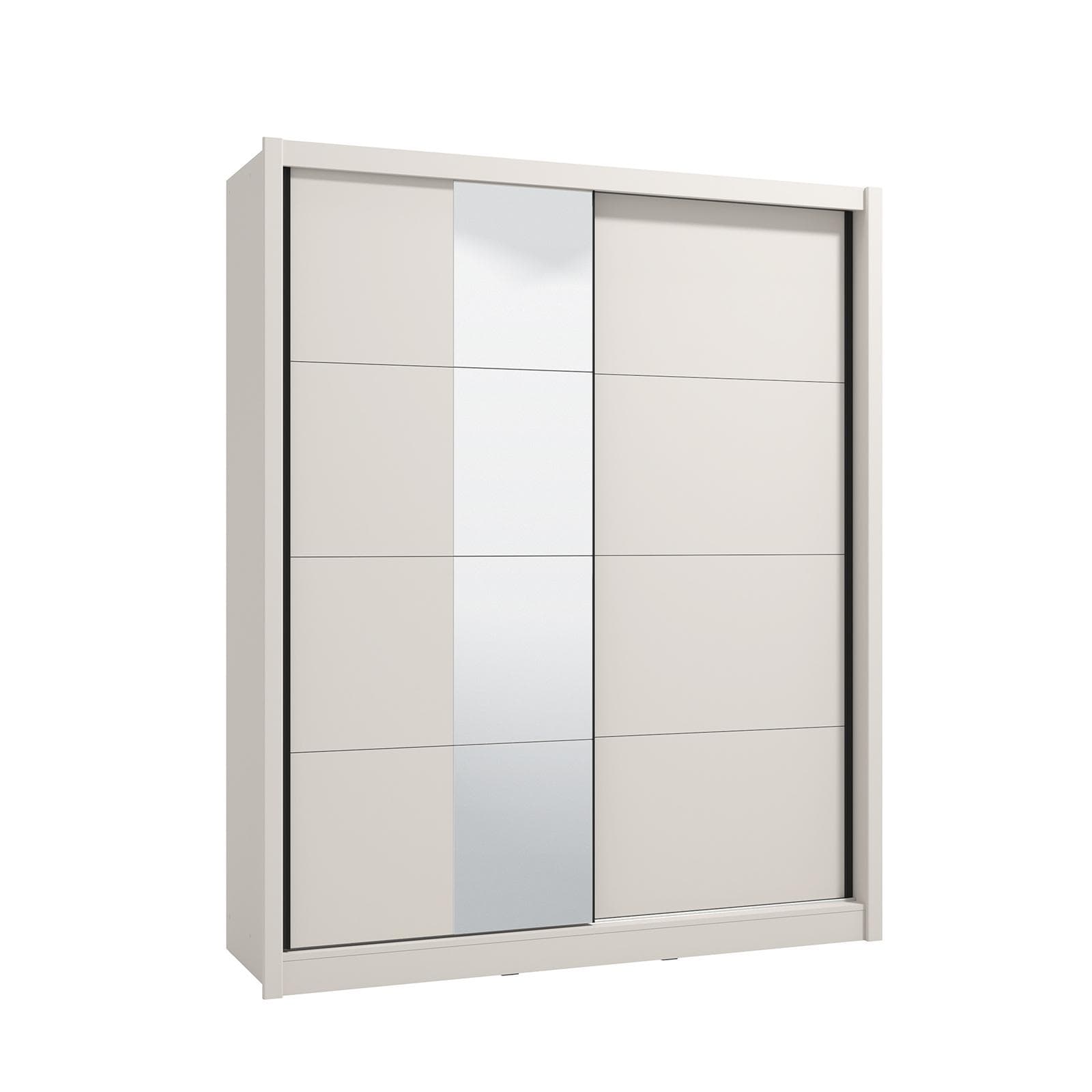 Armadio 180x216h cm cashmere con 2 ante scorrevoli e specchio - Colman