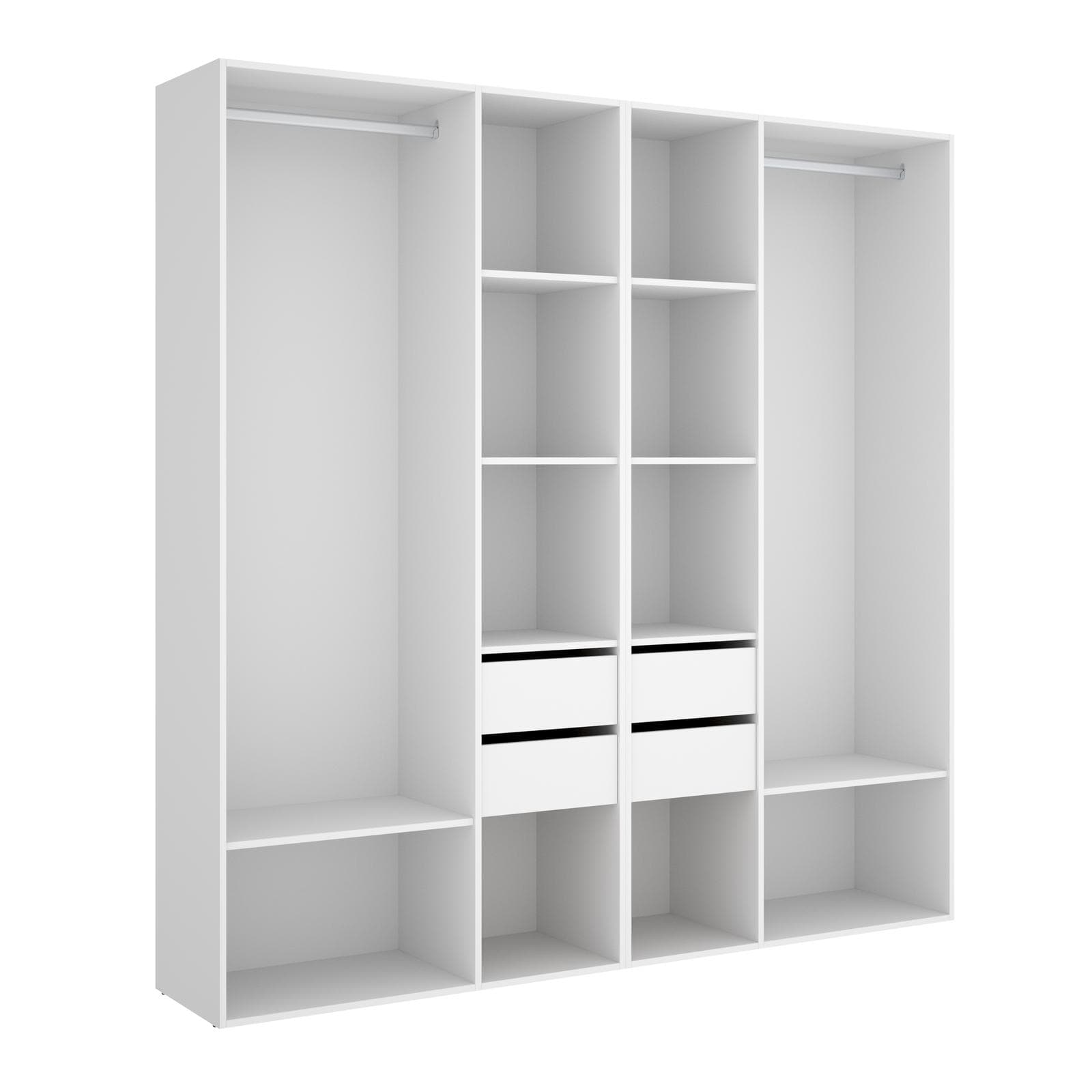Armadio 196x205h cm bianco ed effetto rovere naturale con 4 cassetti - Bernac