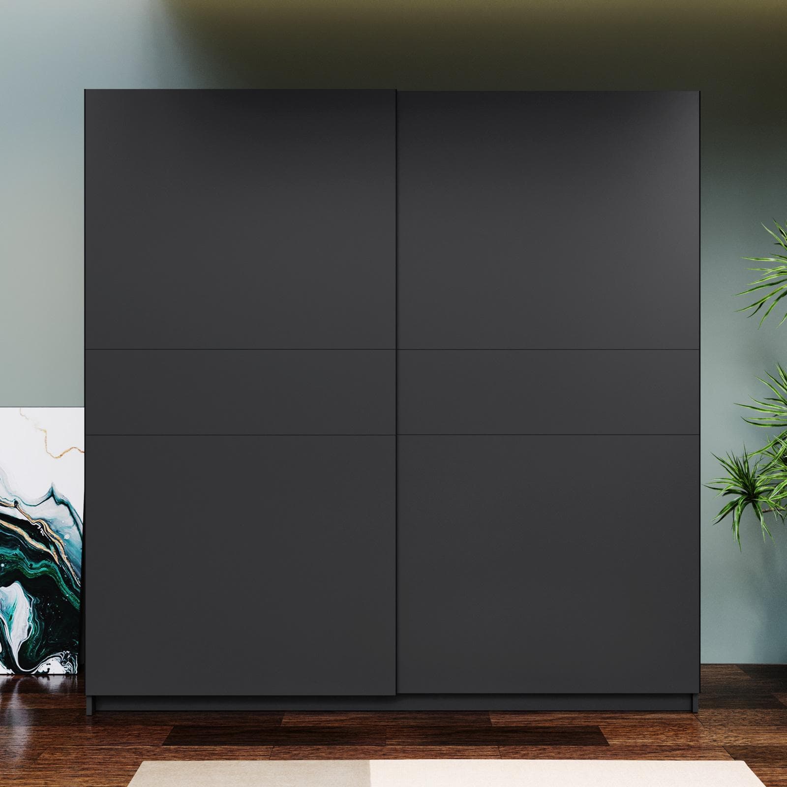 Armadio 200x205h cm con 2 ante scorrevoli antracite - Essex