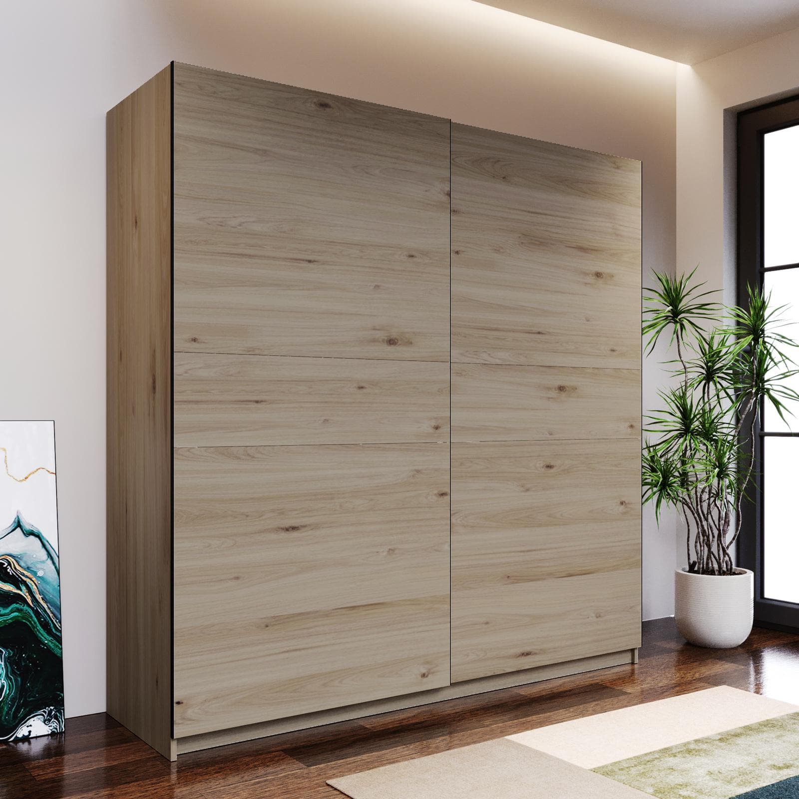 Armadio 200x205h cm con 2 ante scorrevoli rovere - Essex