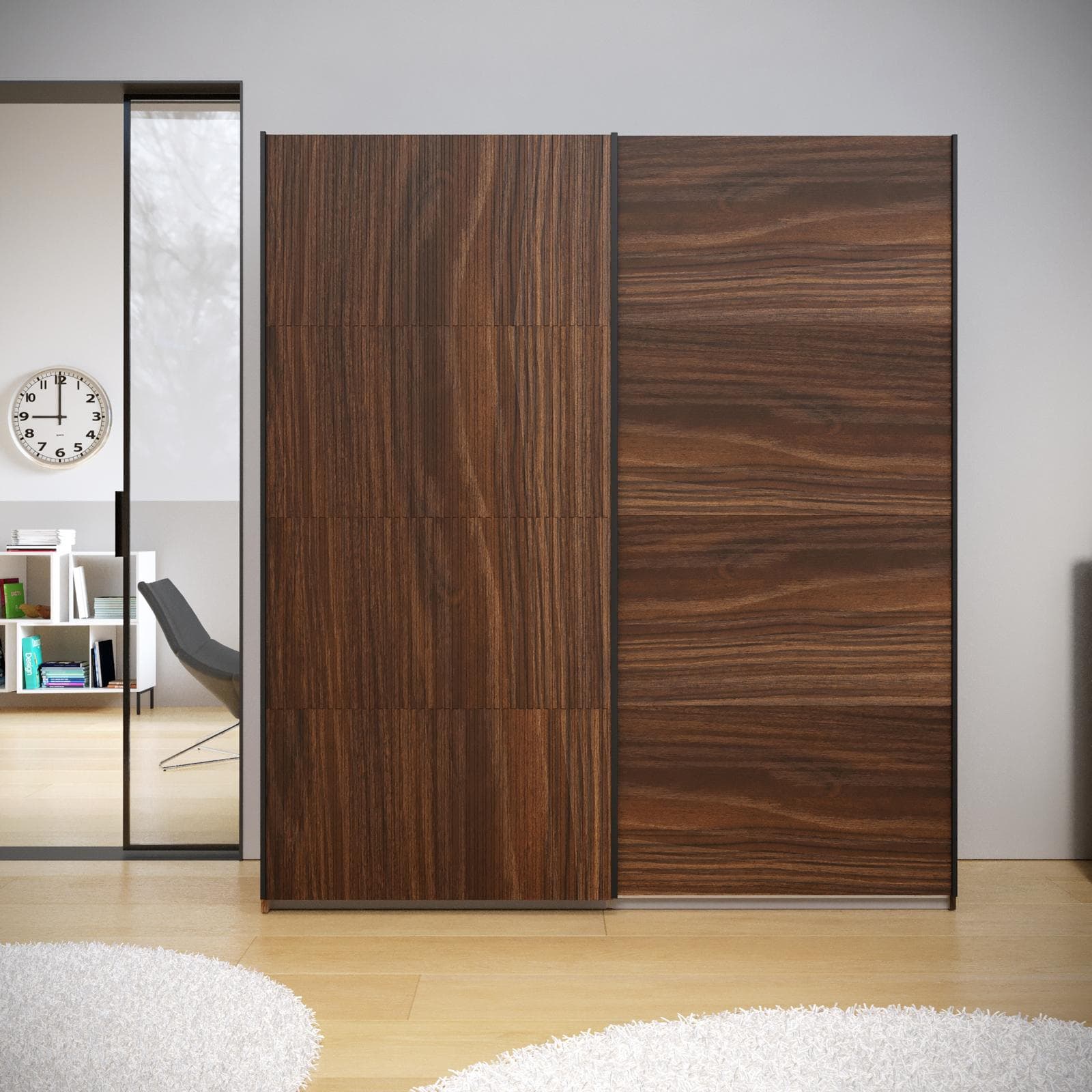 Armadio 203x223h cm rovere deciso con 2 ante scorrevoli rovere deciso opaco e cannettato - Alen