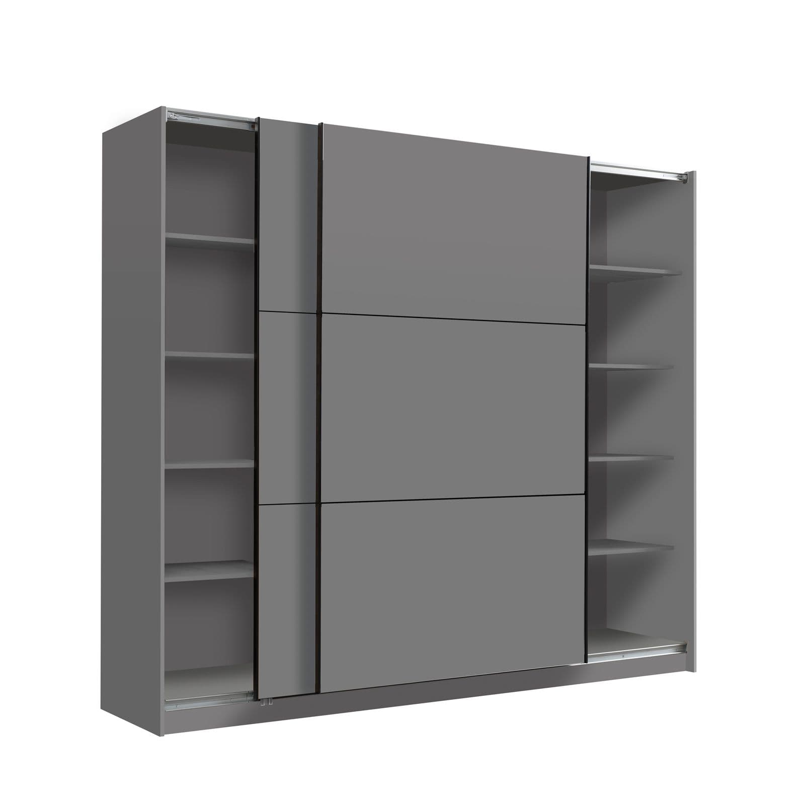 Armadio 217x210h cm con 2 ante scorrevoli in legno grafite - Rufus