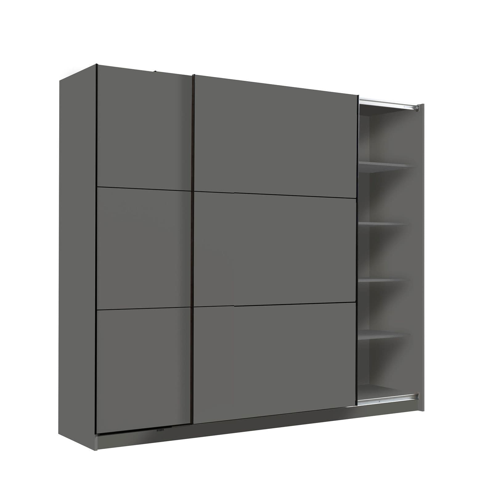 Armadio 217x210h cm con 2 ante scorrevoli in legno grafite - Rufus