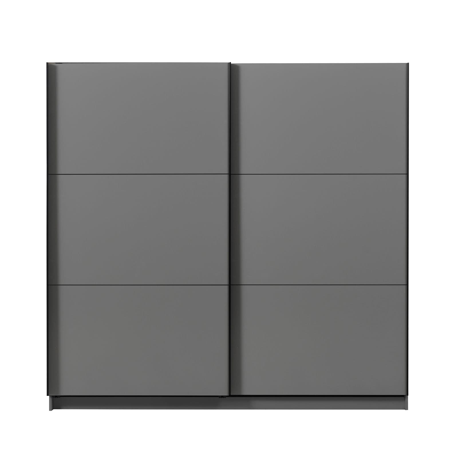 Armadio 217x210h cm con 2 ante scorrevoli in legno grafite - Rufus