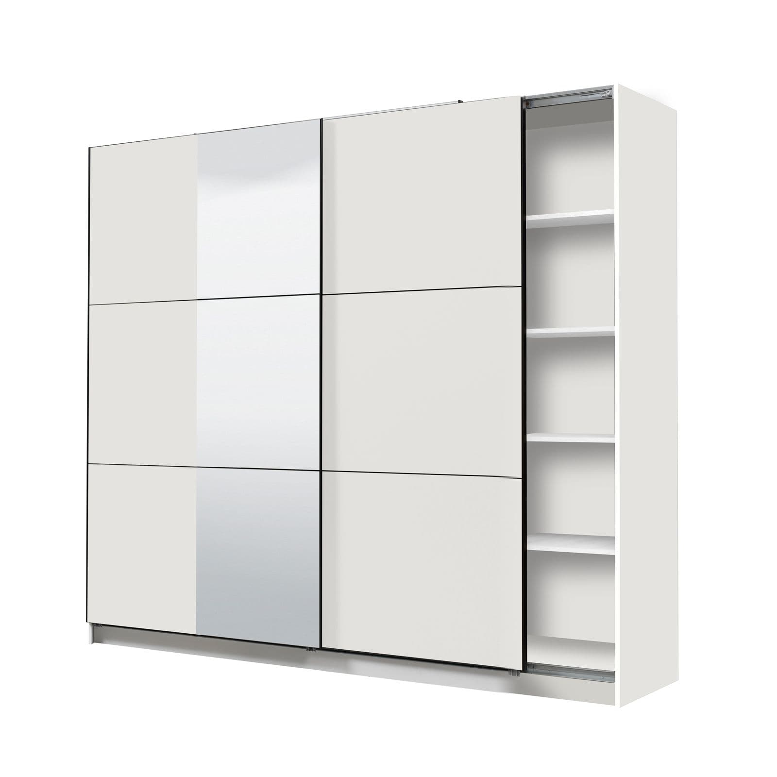 Armadio 237x210h cm con specchio e 2 ante scorrevoli bianco - Rufus